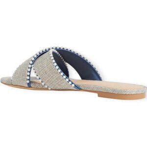 Stuart Weitzman Roza faux pearl-embellished tweed sandals 9.5